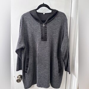 Light Grey and Black Hoodie Lightweight with Mickey Charm Zipper